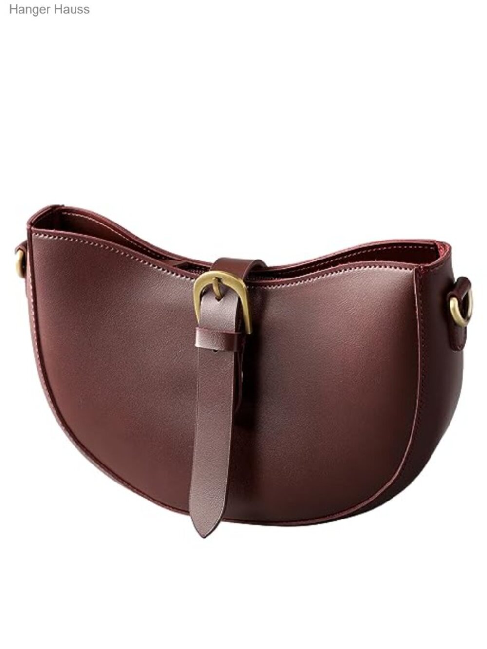 Vegan Leather Crescent Shoulder Bag Hobo Satchel with Adjustable Strap